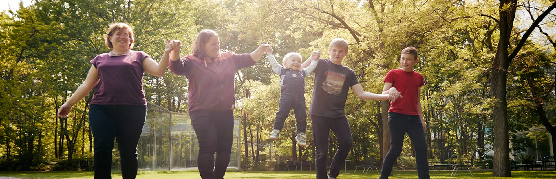 Group of people walking in park