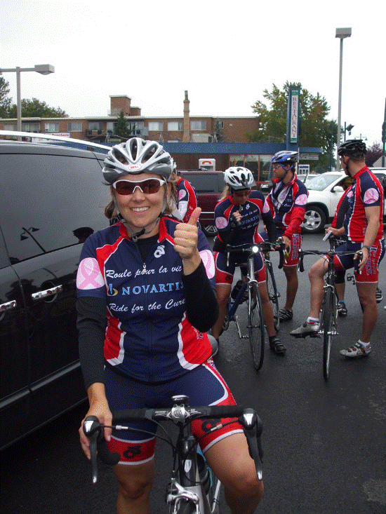 Woman cyclist smiling