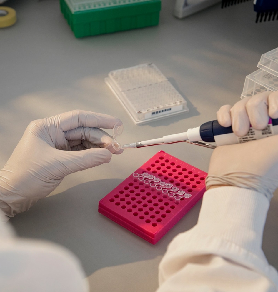 Laborant bei der Vorbereitung einer Probe mit einer Pipette