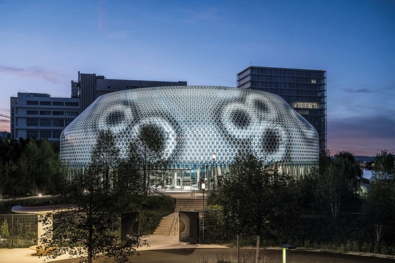 Le pavillon Novartis situé à l'entrée du Campus Novartis de Bâle