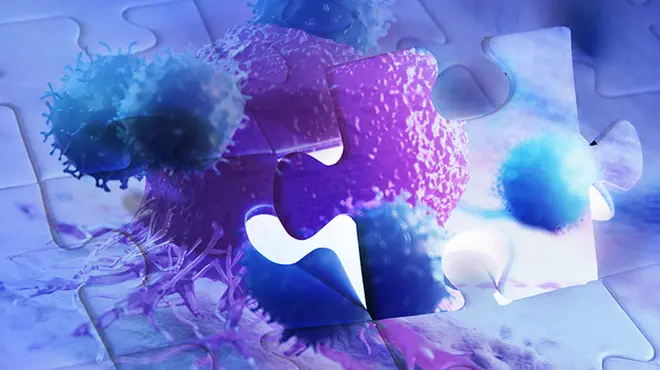 Eine Illustration, die ein Puzzle verwendet, um ein zu lösendes Rätsel vorzuschlagen