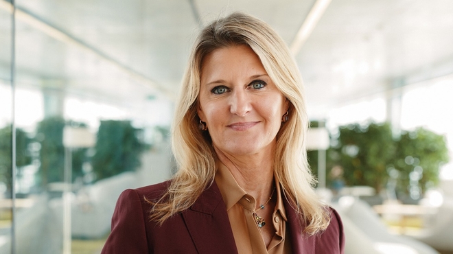 Marie-France Tschudin, President, Innovative Medicines International & Chief Commercial Officer Portrait von Marie-France Tschudin auf dem Novartis Campus in Basel, Schweiz / Portrait de Marie-France Tschudin sur le campus de Novartis à Bâle, Suisse