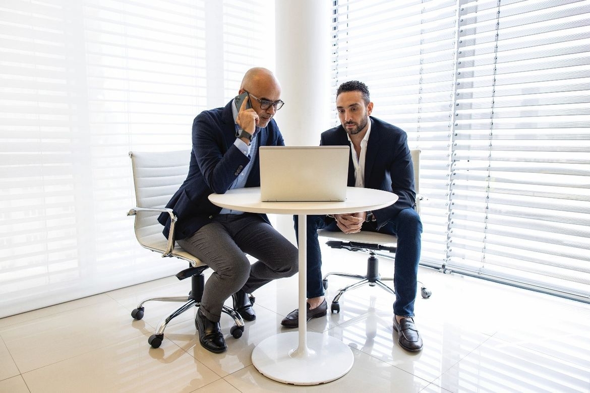 Two people participate meeting