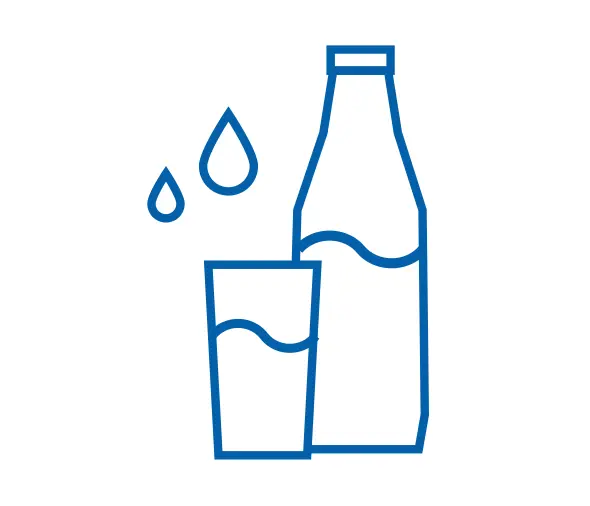 Wasserflasche mit Glas