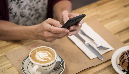 Woman's hands holding phone