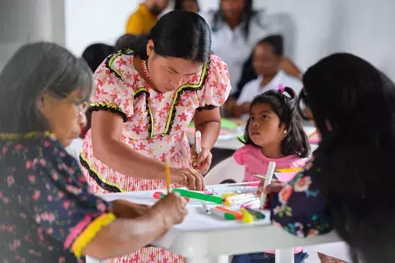 group of women from indigenous community health workshop colombia