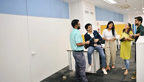 A group of associates having fun at work