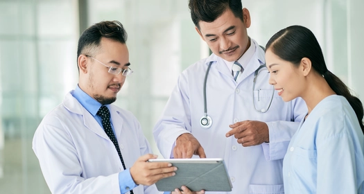 healthcare professionals talking