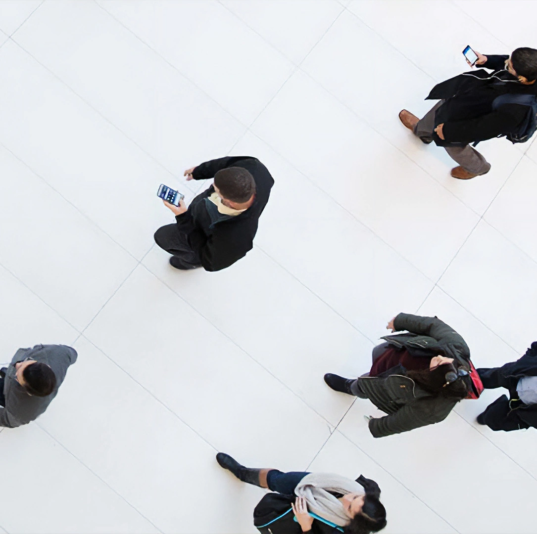 Photo of people walking taken from above