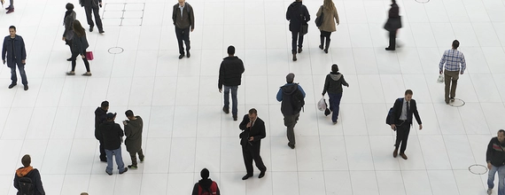 People walking, photographed from above