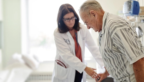 Elderly gentleman at a doctor's appointment
