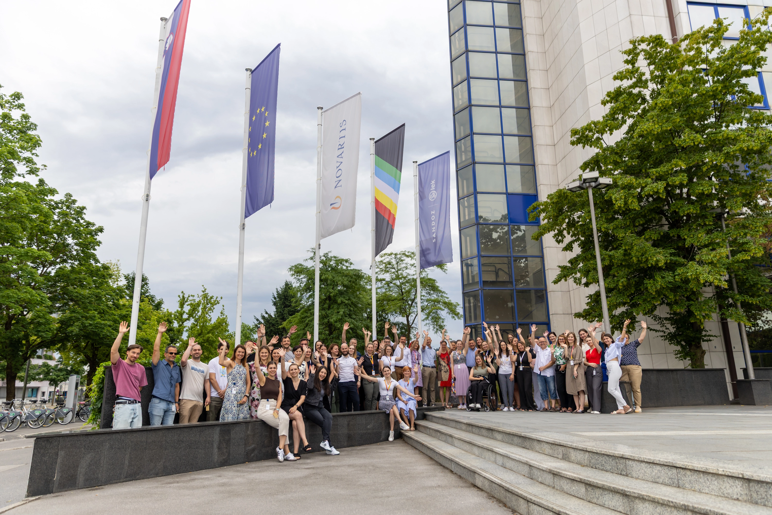Raising flag at Novartis in Ljubljana