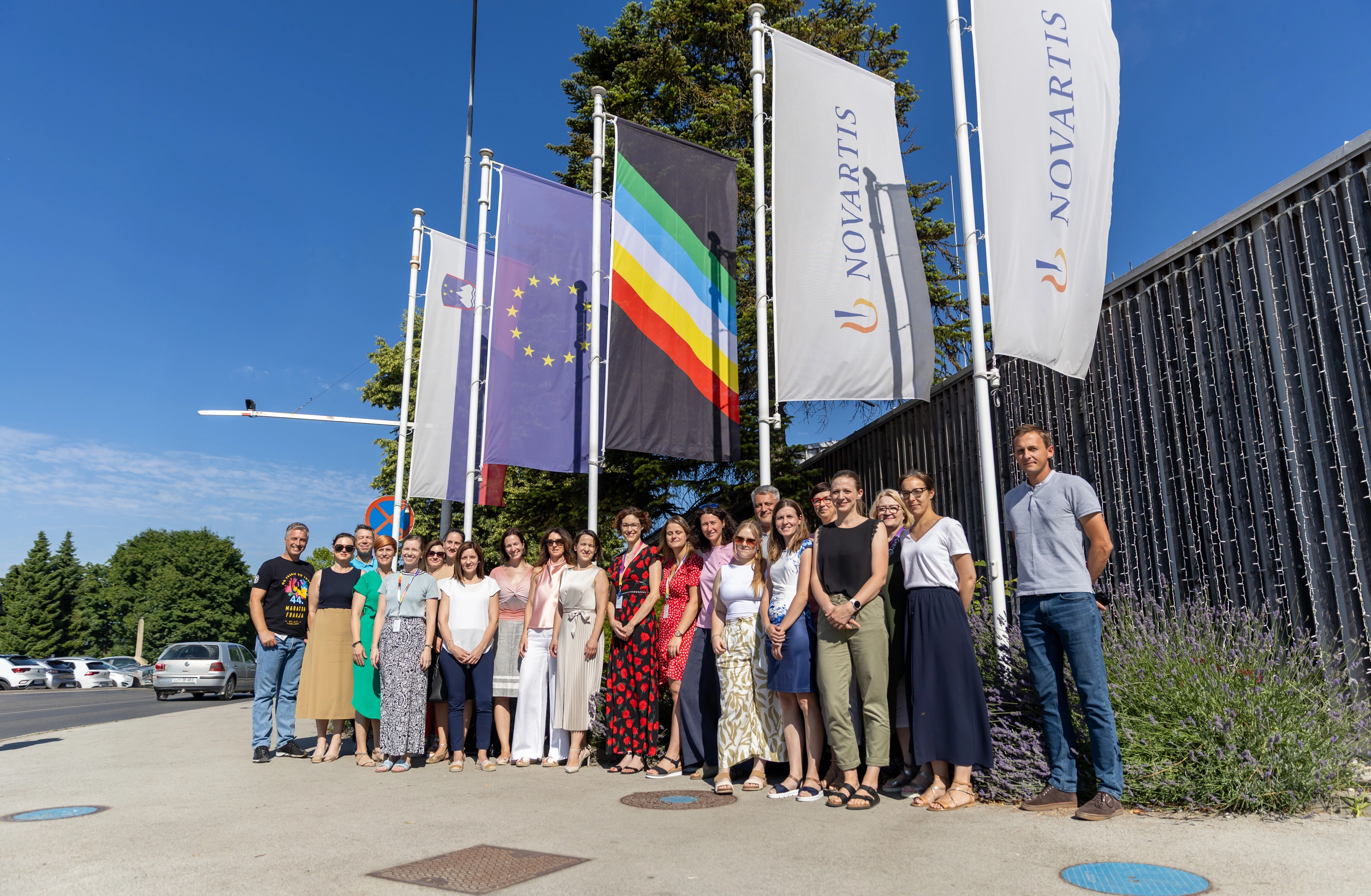 Raising flag at Novartis in Mengeš