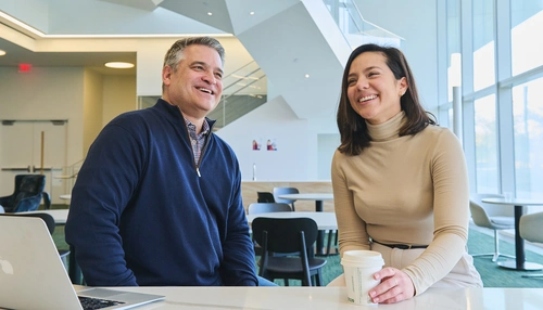 Business people smiling