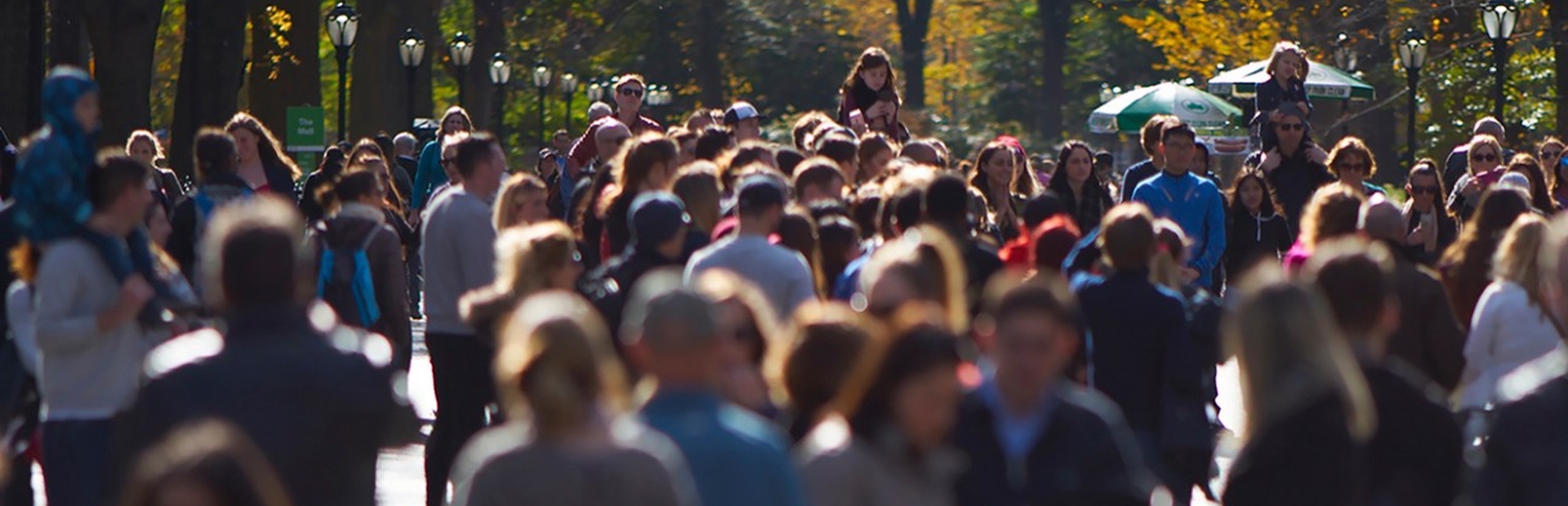 Crowd walking outdoors
