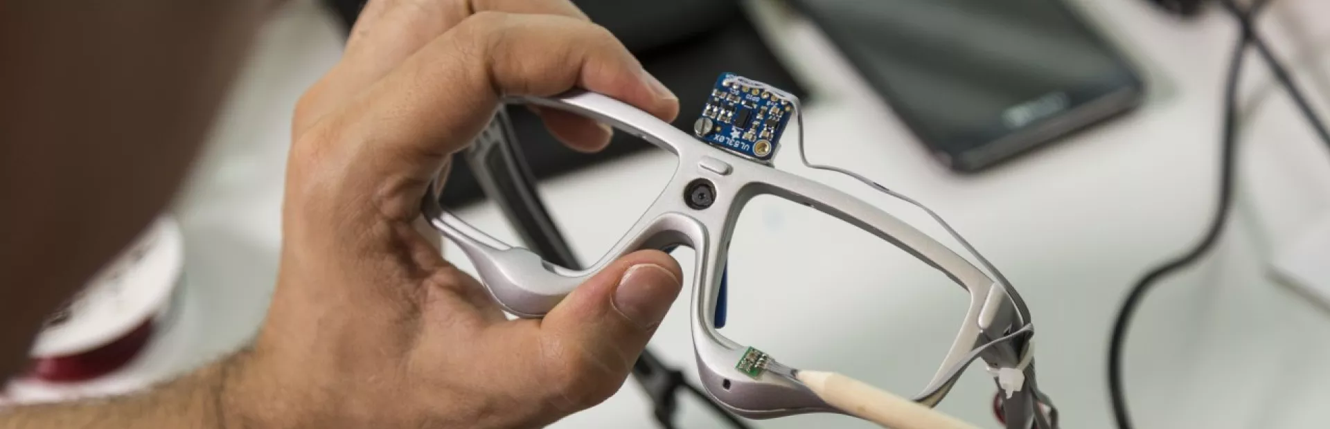 The smart glasses developed by Roman Schmied and Vanessa Leung