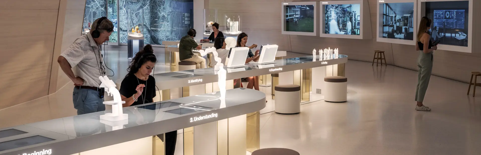 Modern technology learning center with interactive screens