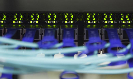 Close up image of a network switch