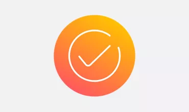 Orange gradient icon of a check mark