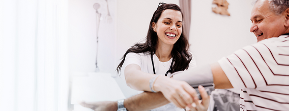 Nurse checking blood pressure