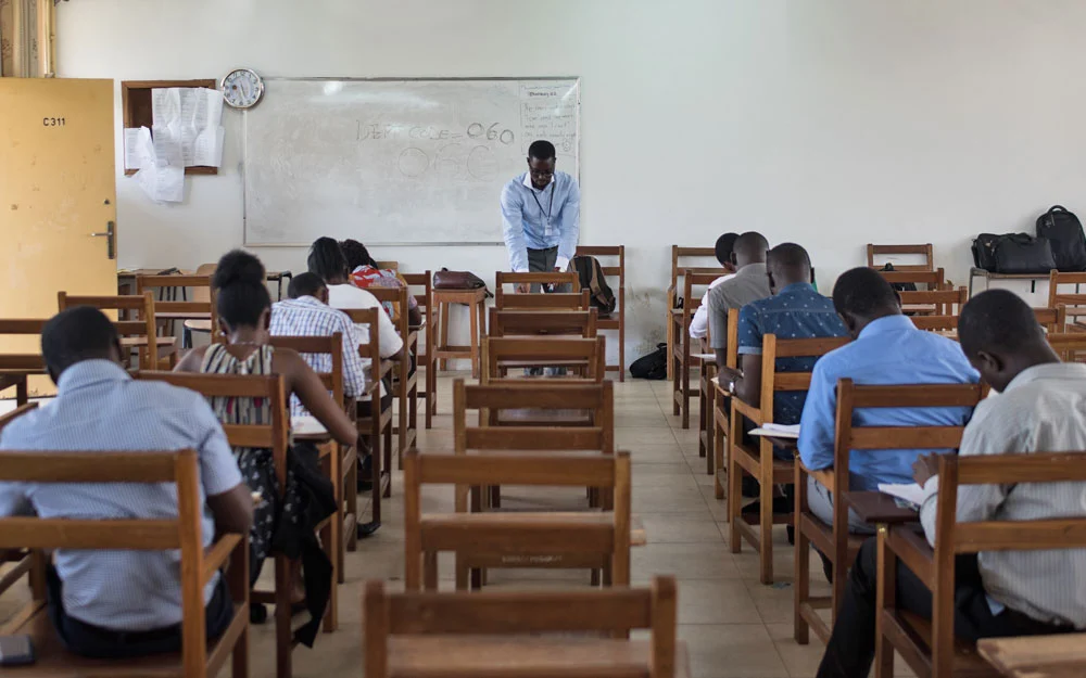 Edmund Ekuadzi supervises an exam in pharmacognosy, the study of medicines derived from plants.