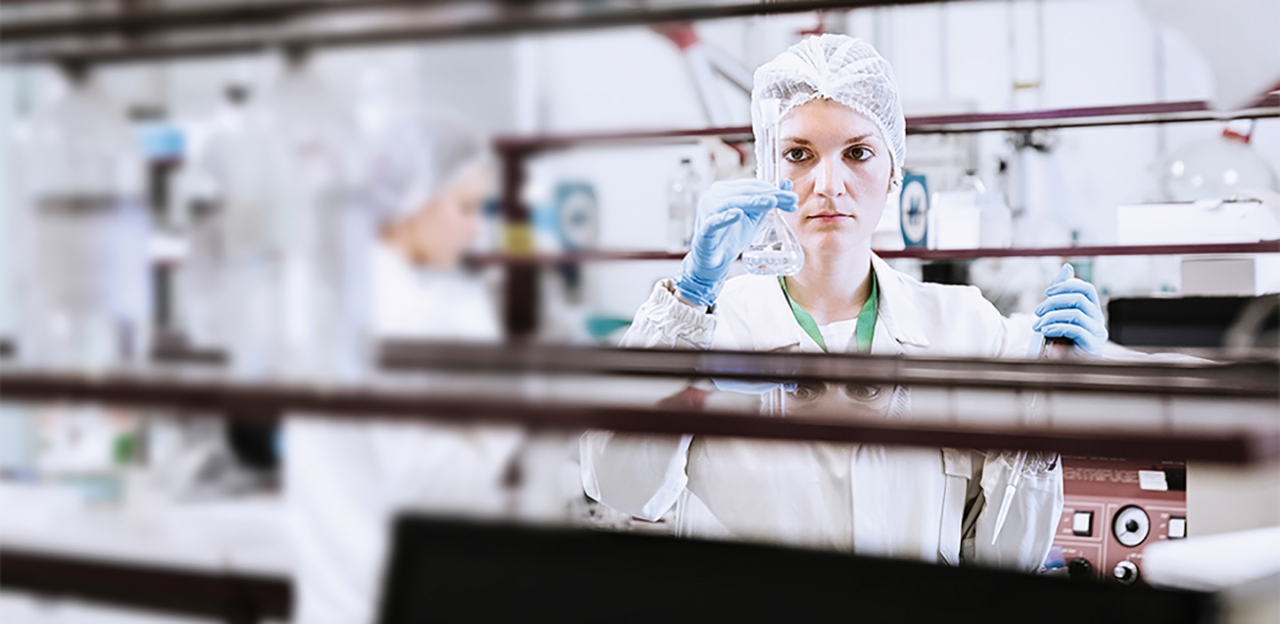 Scientist checking samples