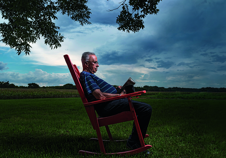 Van likes to sit in his backyard with a good biography.