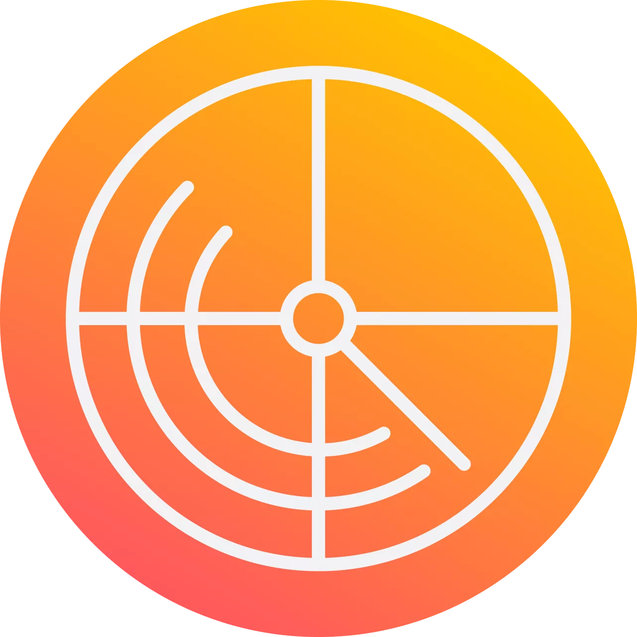 Orange gradient icon of a radar