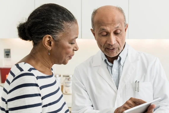 A patient asking a doctor about a clinical trial