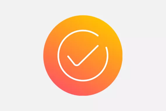 Orange gradient icon of a check mark