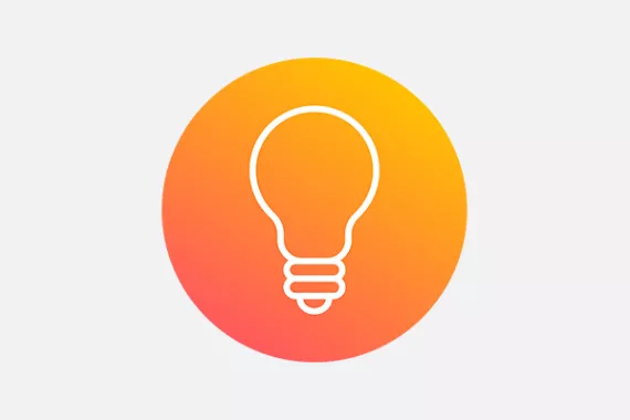 Orange gradient icon of a lightbulb