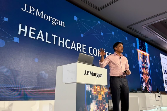 Vas Narasimhan on stage at 2026 J.P.Morgan Healthcare Conference