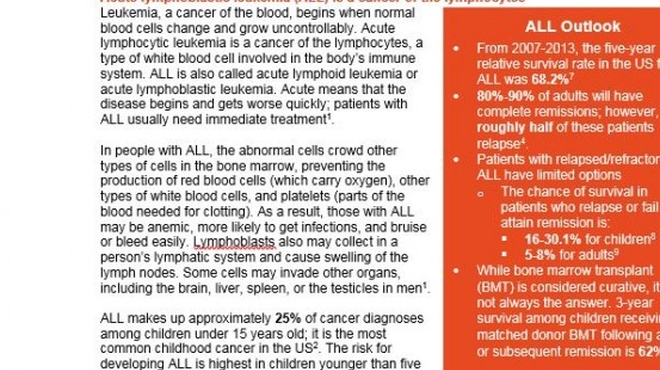 Acute Lymphoblastic Leukemia Fact Sheet
