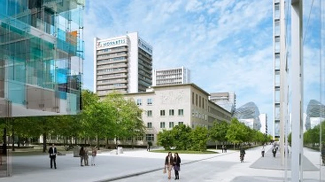 View on Novartis Forum 1 building from the main entrance