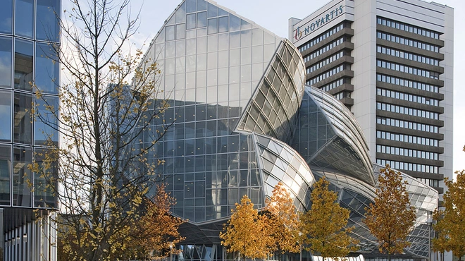 Novartis Basel Campus buildings in autumn 
