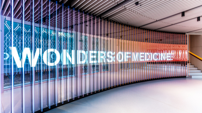 Welcome Wall in the Novartis Pavillon.