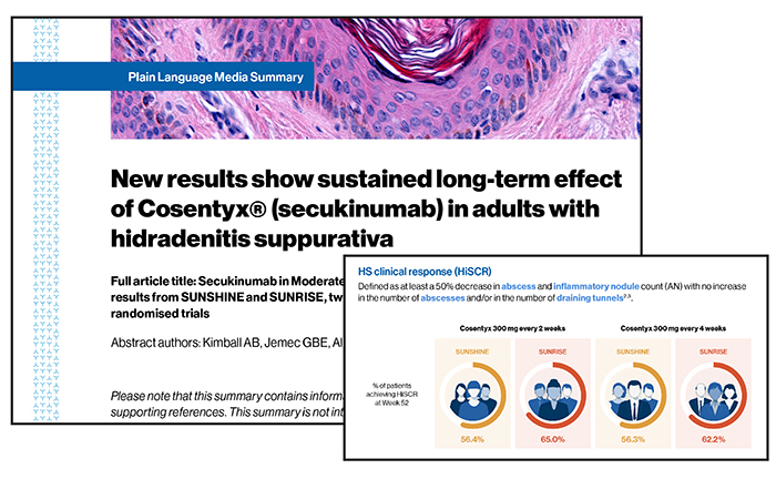 Screenshot of title and primary endpoint of plain language media summary on SUNNY trials results 