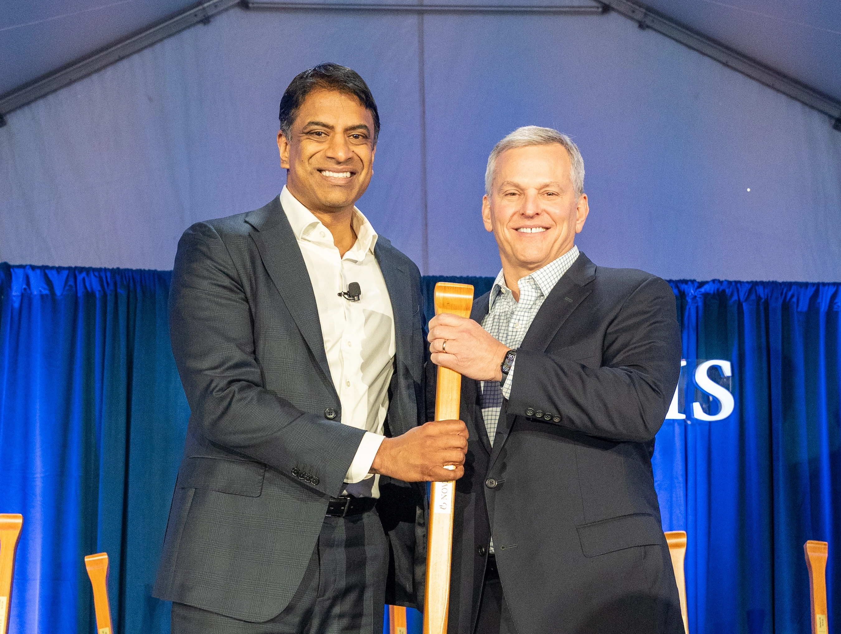 NC Groundbreaking - Vas Narasimhan and NC Gov Josh Stein