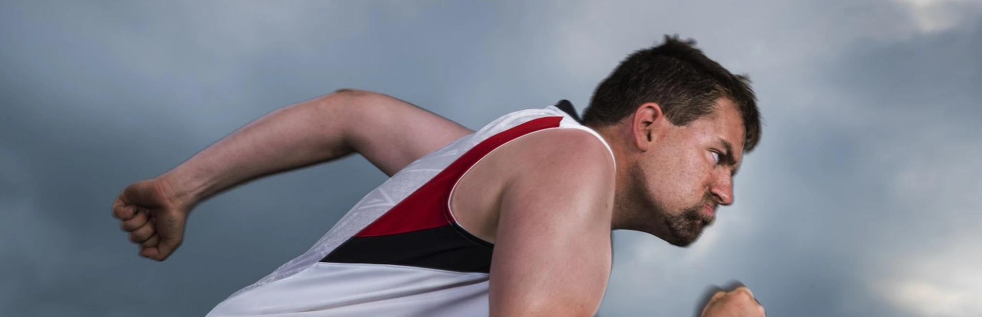 Determined man running