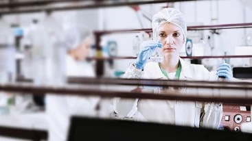 Scientist checking samples