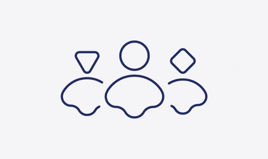 Blue outline icon representing diversity