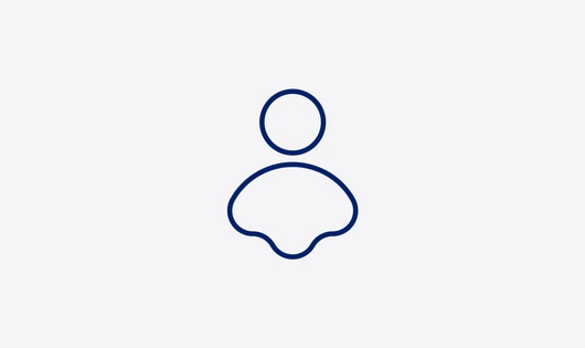 Blue outline icon of a person
