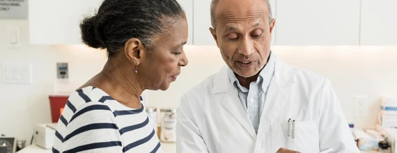 A patient asking a doctor about a clinical trial