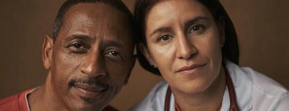 Portrait of a patient and a healthcare professional