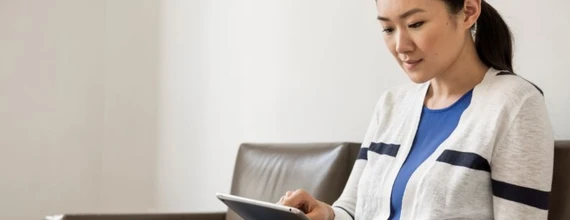 Patient using a tablet