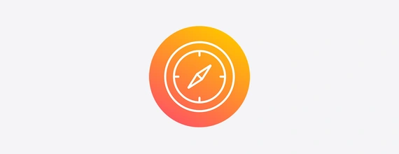 Orange gradient icon of a compass