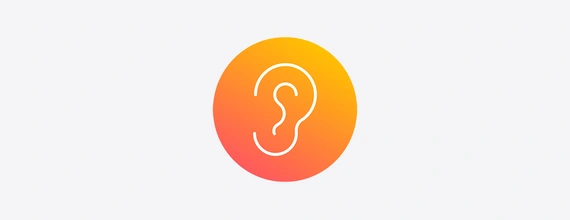 Orange gradient icon of an ear