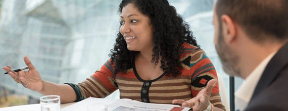 A female Novartis associate in a meeting