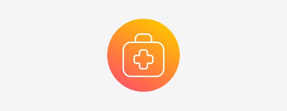 Orange gradient icon of a first aid kit