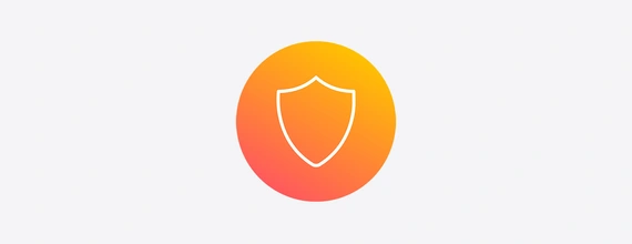 Orange gradient icon of a shield